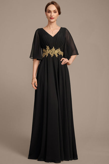 Robe Noire Luxe À Appliques Dorées - gallery 2