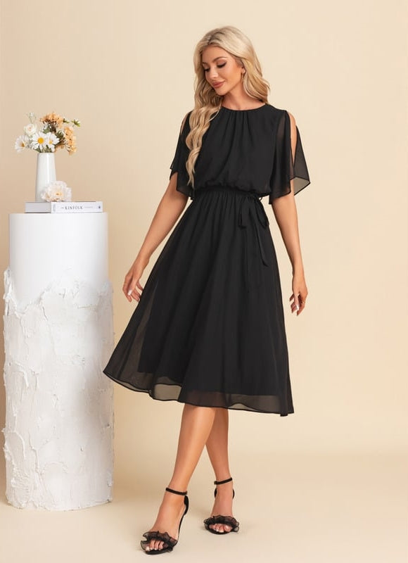 Robe Noire Chic À Manches Légères