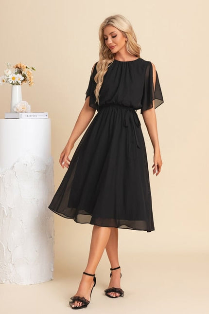 Robe Noire Chic À Manches Légères