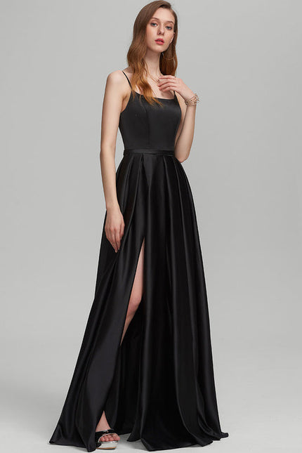 Robe Satinée Élégante Fendue - gallery 2