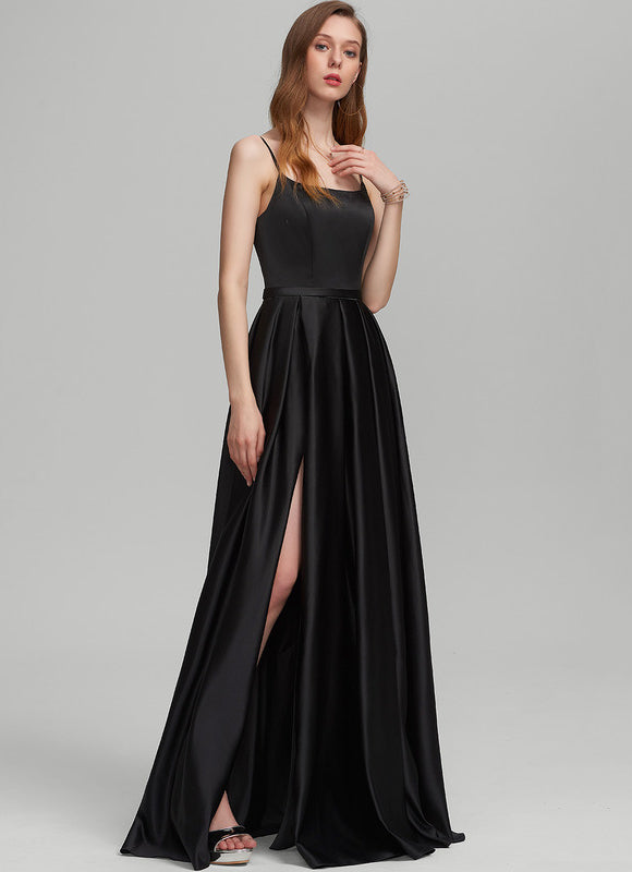 Robe Satinée Élégante Fendue - gallery 2