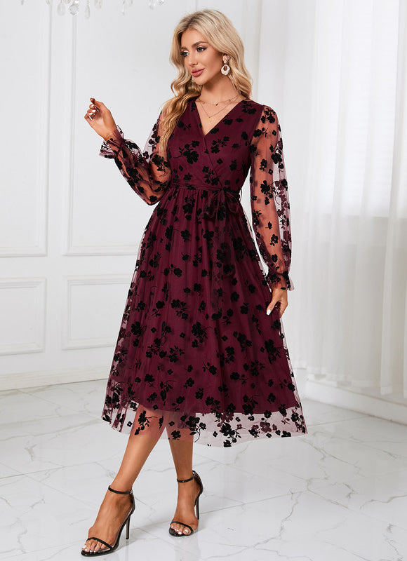 Robe Noire En Tulle Floral - gallery 5