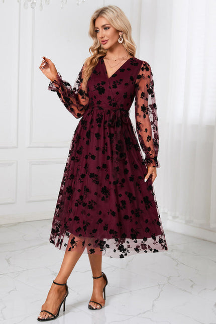 Robe Noire En Tulle Floral - gallery 5