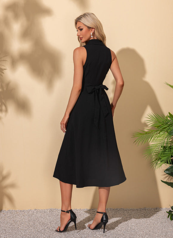 Robe Noire Chic À Boutons - gallery 4