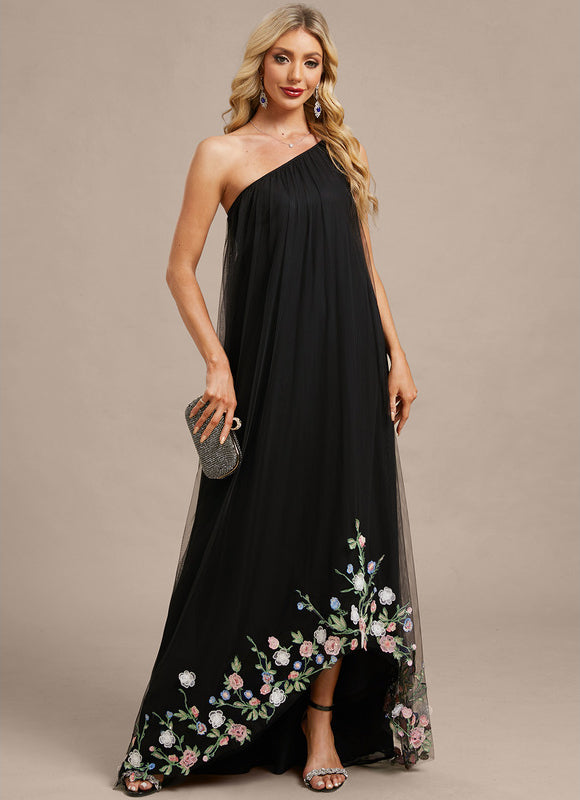 Robe Longue Noire Asymetrique - gallery 1