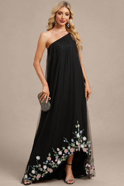 Robe Longue Noire Asymetrique - gallery 1