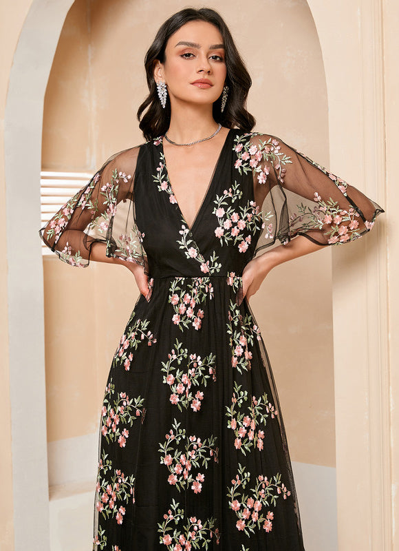 Robe Maxi Tulle Brodée Florale Élégante-272 - gallery 5