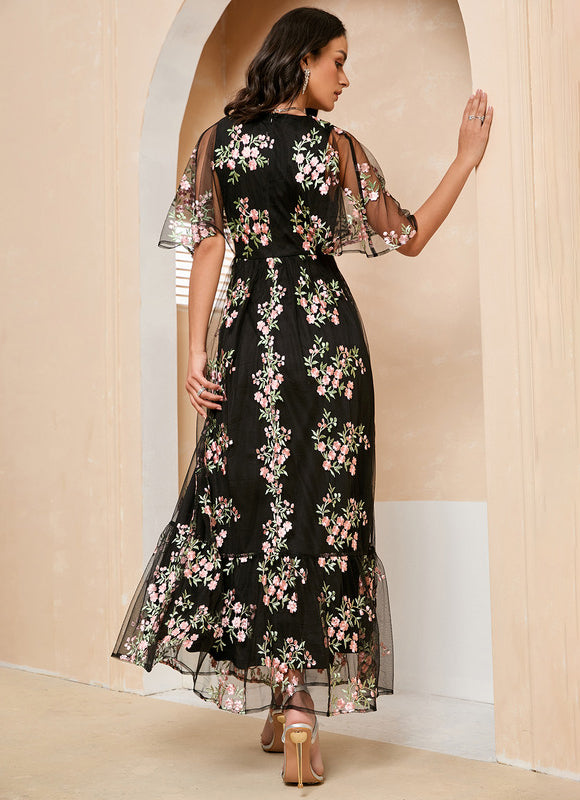 Robe Maxi Tulle Brodée Florale Élégante-272 - gallery 4