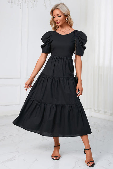 Robe Noire Plissée Élégante - gallery 1