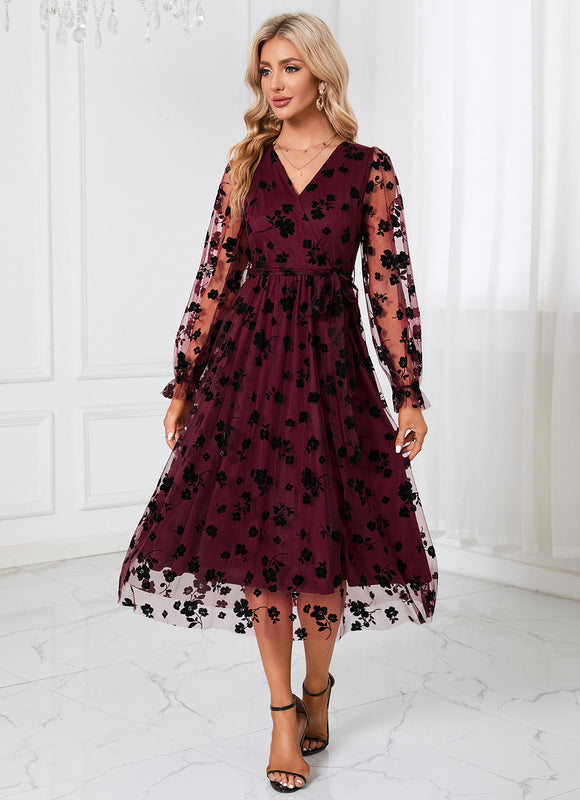 Robe Noire En Tulle Floral - gallery 6
