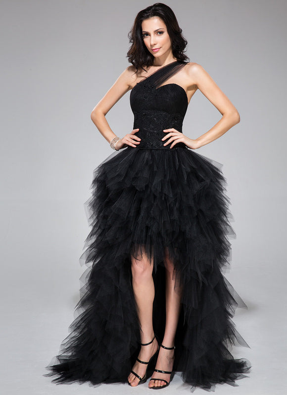 Robe De Bal Tulle Asymétrique Élégante - gallery 1