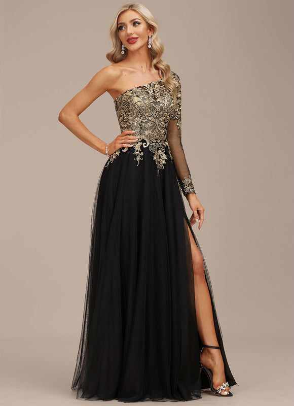 Robe Asymétrique Ornée De Sequins - gallery 1