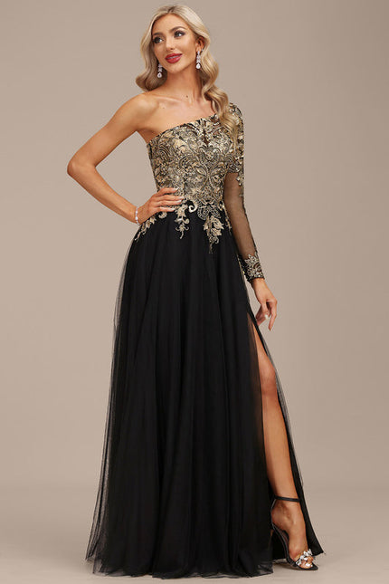 Robe Asymétrique Ornée De Sequins - gallery 1