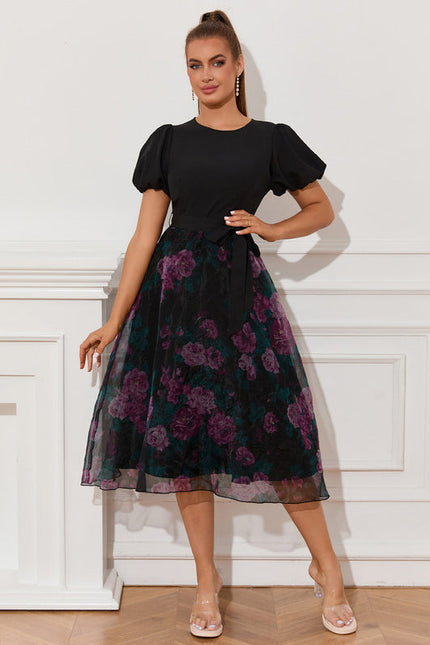 Robe Midi Florale Chic Noire - gallery 5