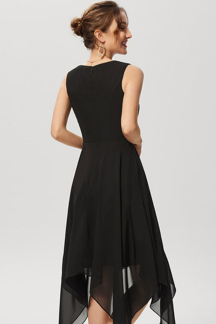 Robe Cocktail Vaporeuse Élégante Noire - gallery 2