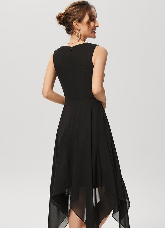 Robe Cocktail Vaporeuse Élégante Noire - gallery 2