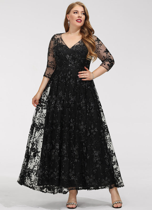 Robe Trapèze En Dentelle Florale - gallery 9