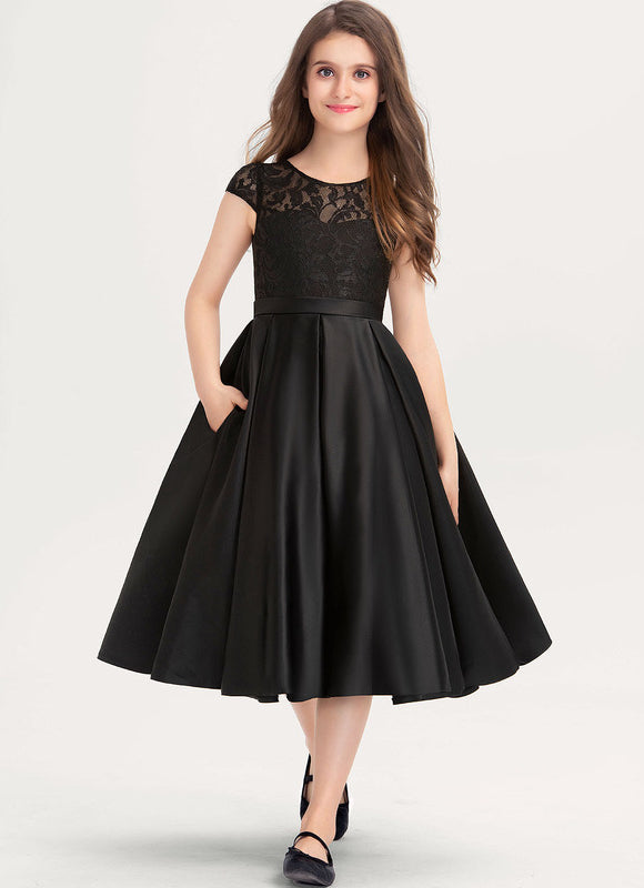 Robe Demoiselle D'Honneur Noir Satin - gallery 1