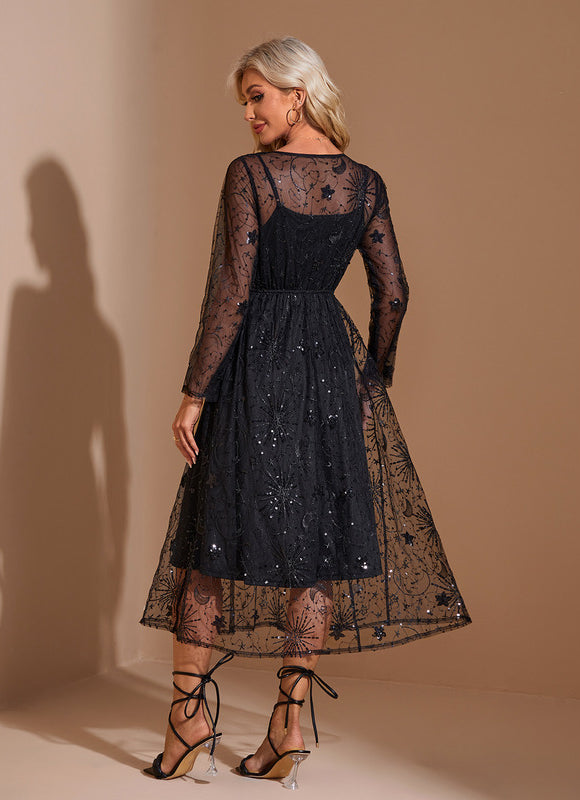 Robe Midi Tulle Scintillant Élégante - gallery 2