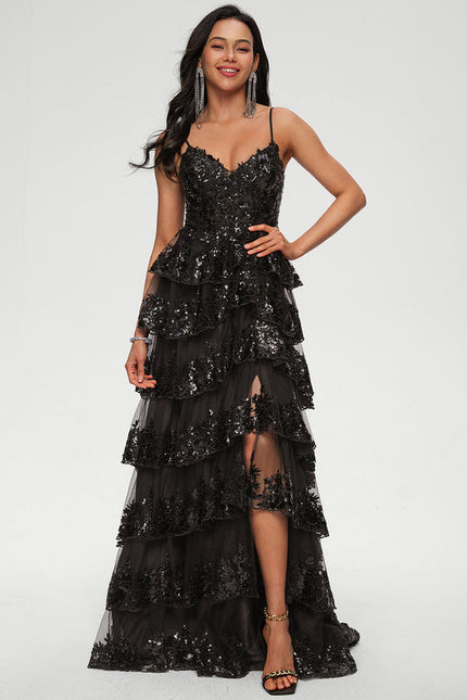 Robe De Bal À Volants Scintillants - gallery 2
