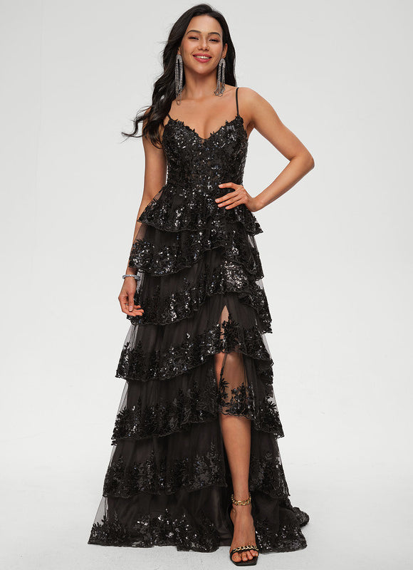 Robe De Bal À Volants Scintillants - gallery 2