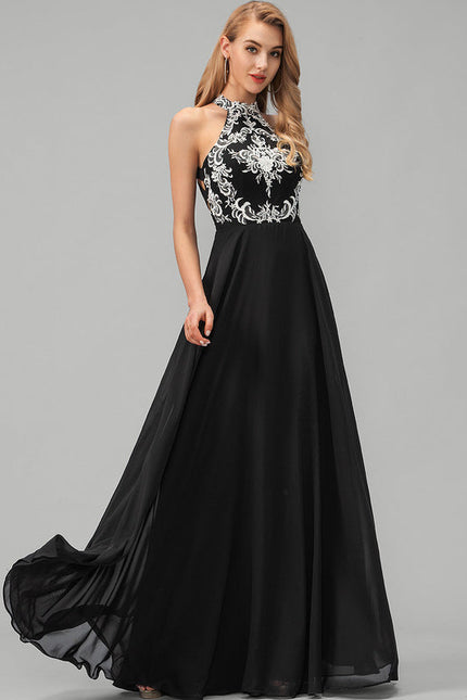 Robe De Bal Noire Brodée Élégante - gallery 1