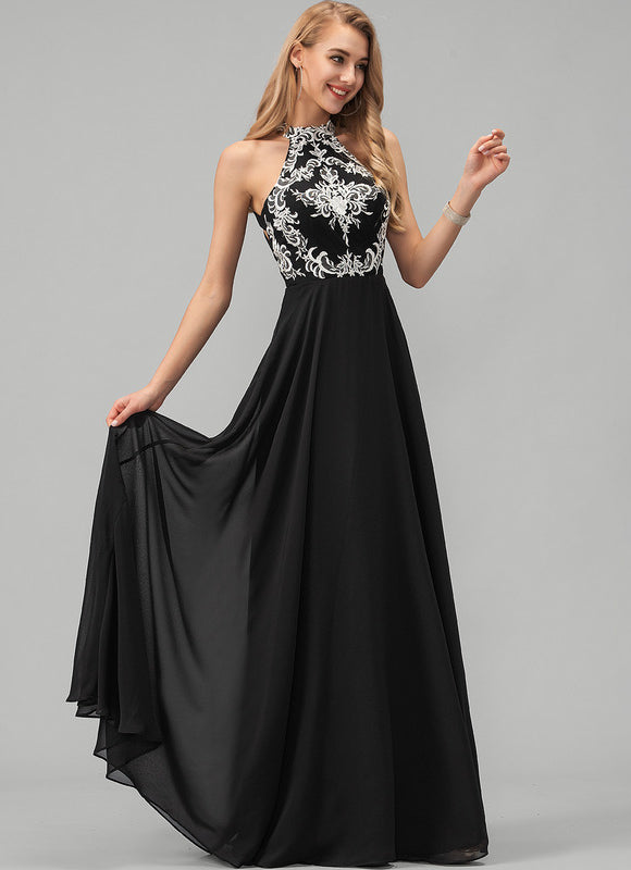 Robe De Bal Noire Brodée Élégante - gallery 3