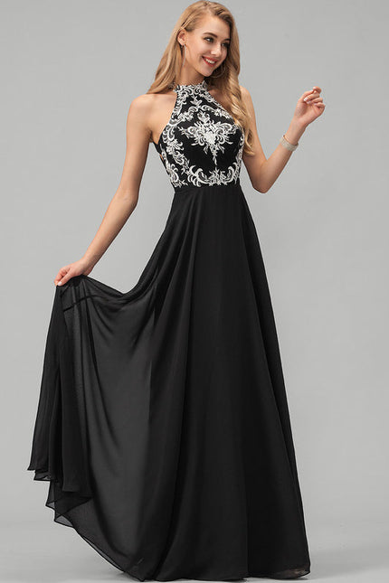 Robe De Bal Noire Brodée Élégante - gallery 3
