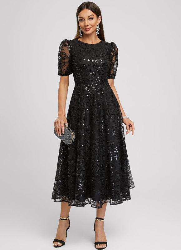 Robe Trapèze Élégante À Paillettes - gallery 1