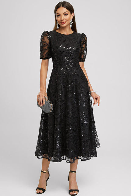 Robe Trapèze Élégante À Paillettes - gallery 1