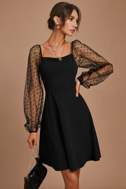 Robe Noire À Manches Transparentes - gallery 2