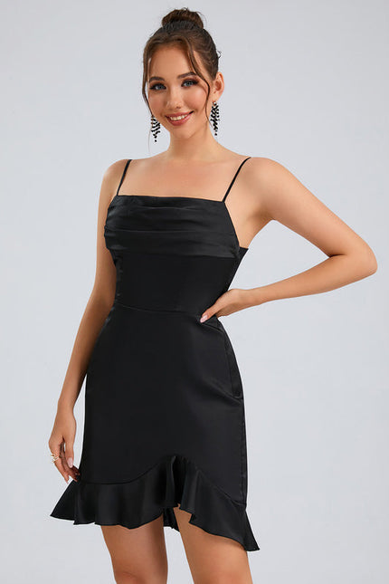 Robe Satinée À Volants Élégante - gallery 5