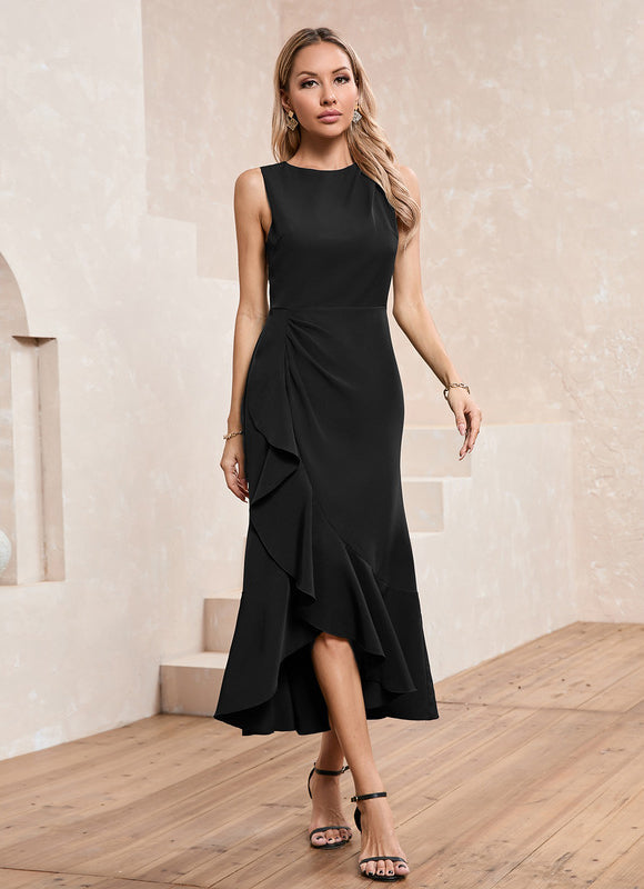 Robe Noire Asymétrique Élégante - gallery 7