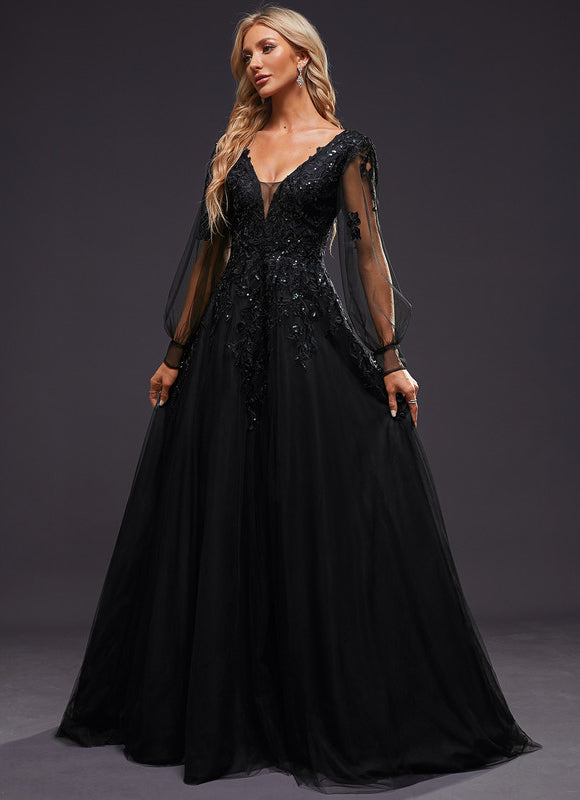 Robe De Bal En Tulle Scintillant - gallery 8