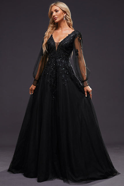 Robe De Bal En Tulle Scintillant - gallery 8