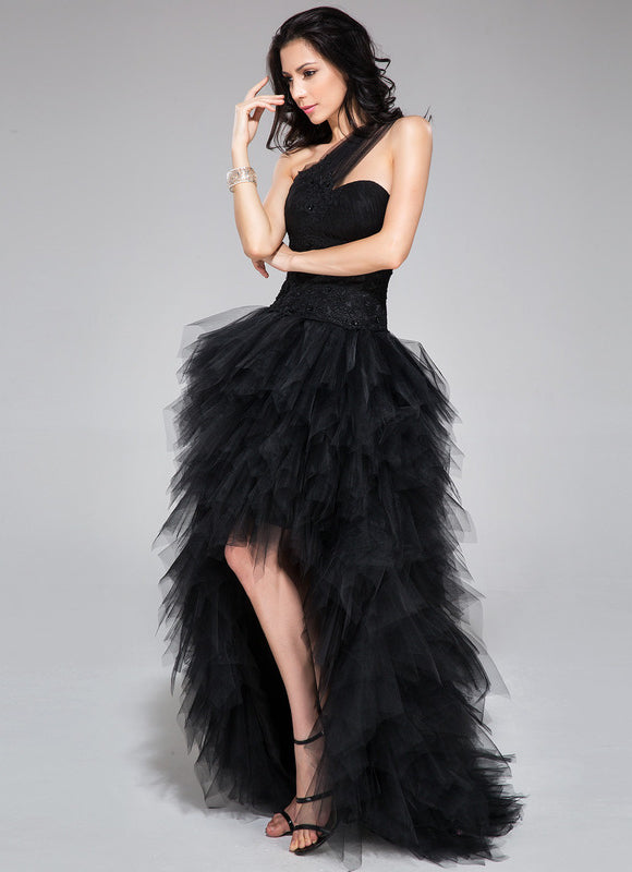 Robe De Bal Tulle Asymétrique Élégante - gallery 2