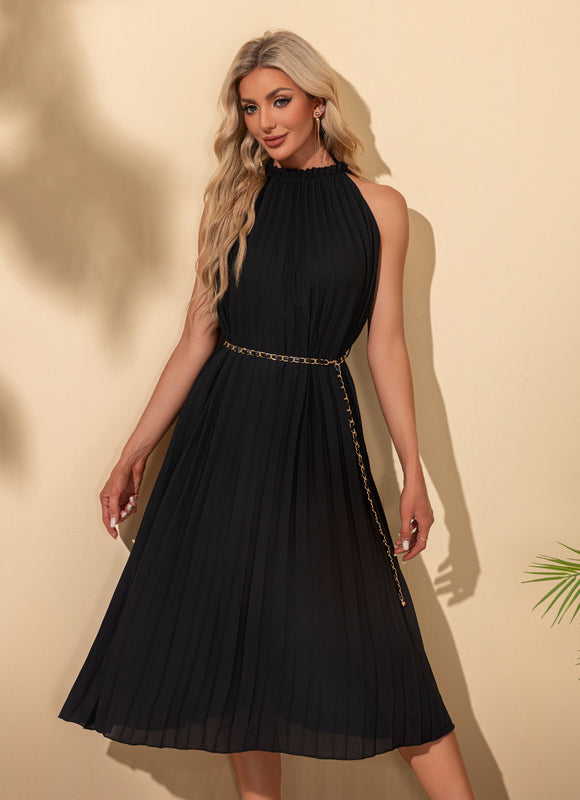 Robe Longue Plissée Noire - gallery 1