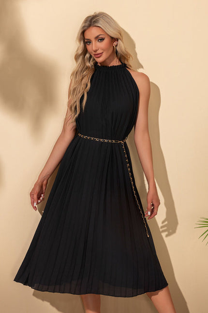 Robe Longue Plissée Noire - gallery 1
