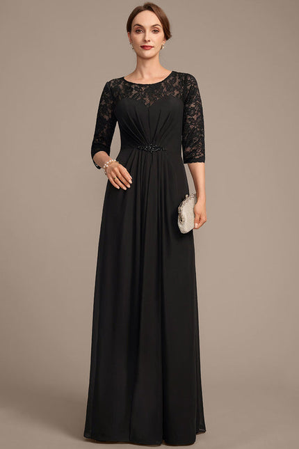 Robe Noire Luxe Dentelle Manches. - gallery 3
