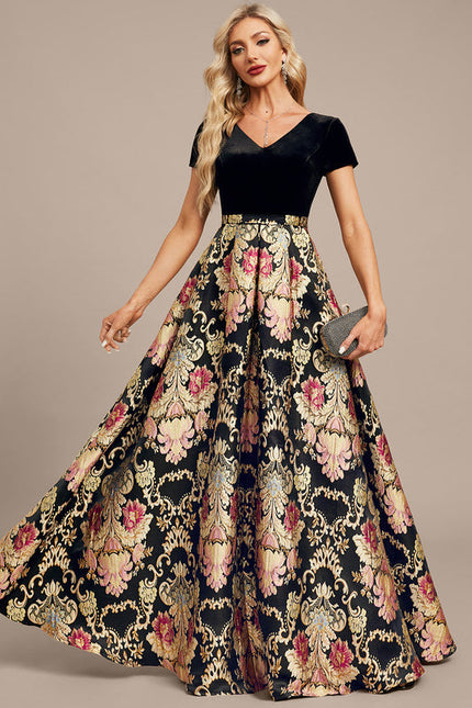 Robe Trapèze Velours Floral Chic