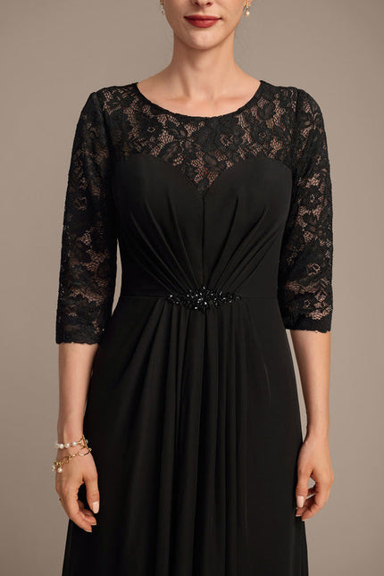 Robe Noire Luxe Dentelle Manches. - gallery 6