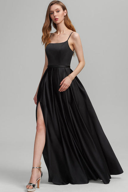 Robe Satinée Élégante Fendue - gallery 3