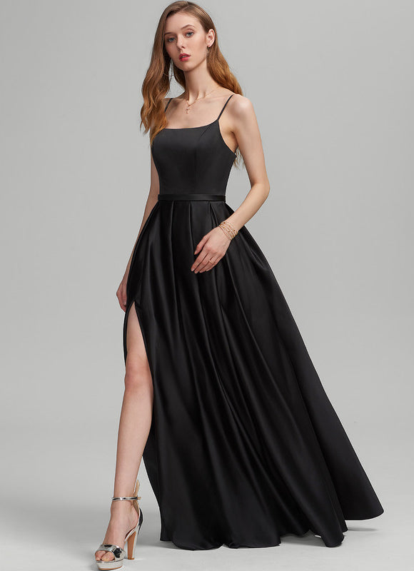 Robe Satinée Élégante Fendue - gallery 3