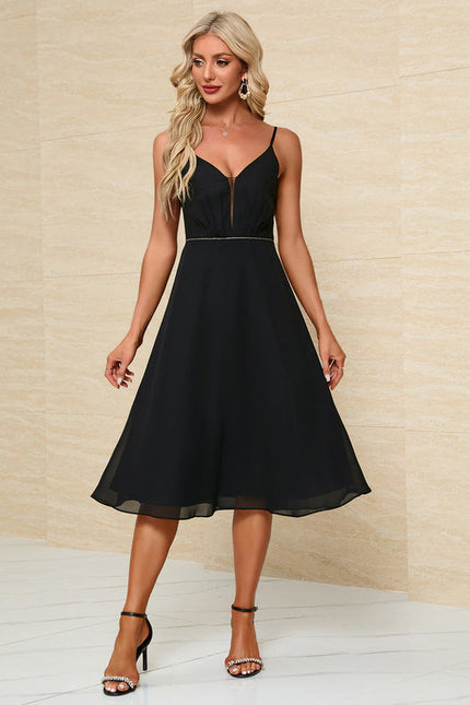 Robe Midi Chic Col Cœur Strass - gallery 3