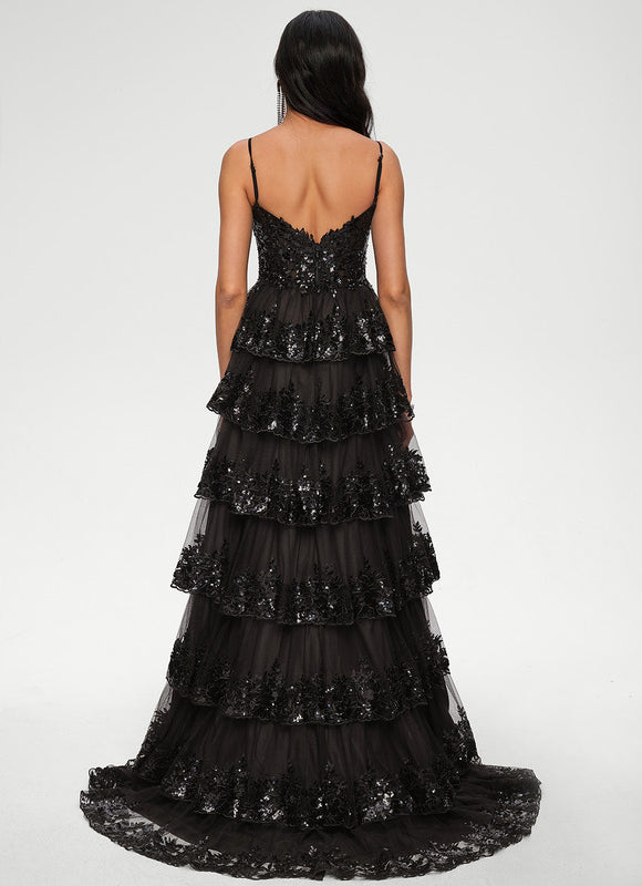 Robe De Bal À Volants Scintillants - gallery 4