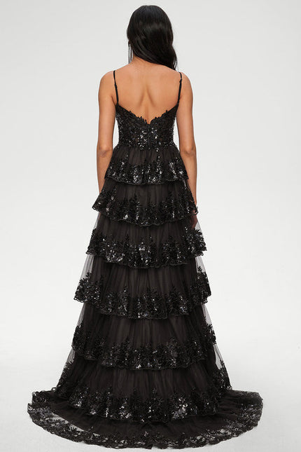 Robe De Bal À Volants Scintillants - gallery 4