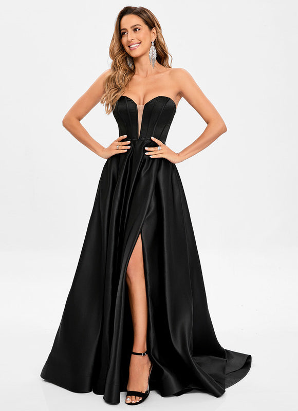 Robe Noire Décolleté Transparent - gallery 1