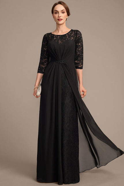 Robe Noire Luxe Dentelle Manches. - gallery 2