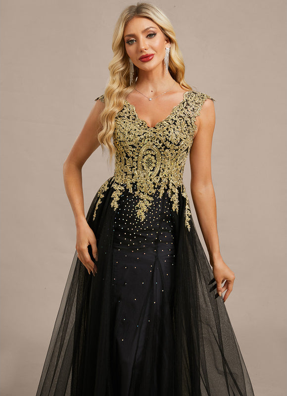 Robe Longue Noire A Bretelle - gallery 1