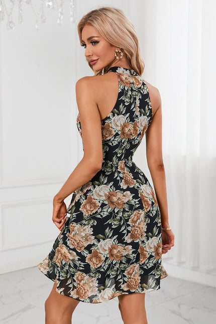 Robe À Fleurs Chic Noire - gallery 5
